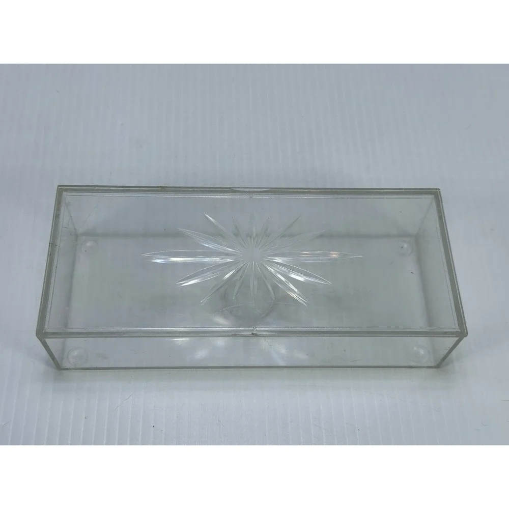 Vintage Vanity Trinket Jewelry Box Plastic Acrylic Starburst Lidded‎ Clear